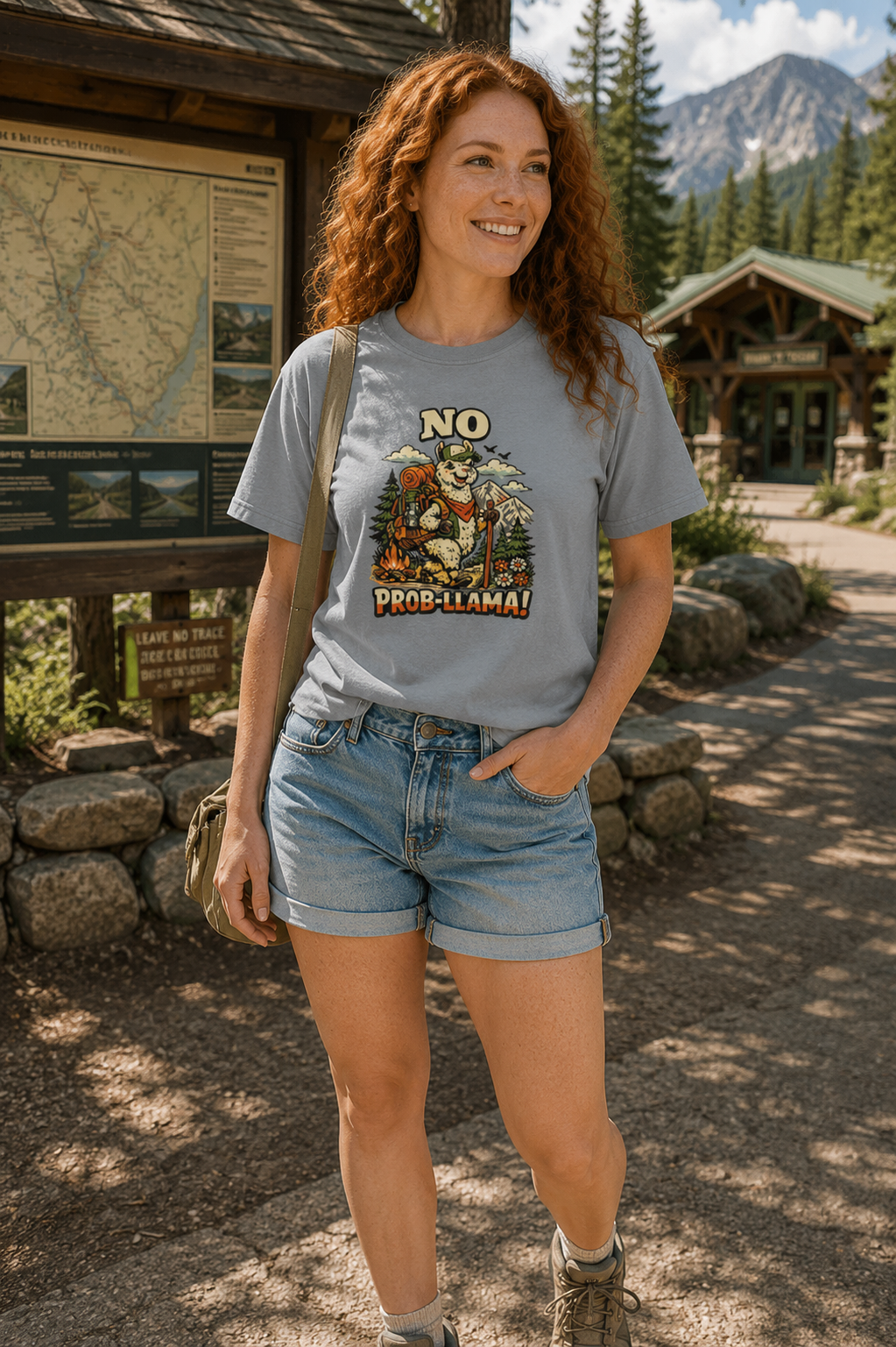 No Prob-Llama T-Shirt | Funny Hiking Llama Graphic Tee