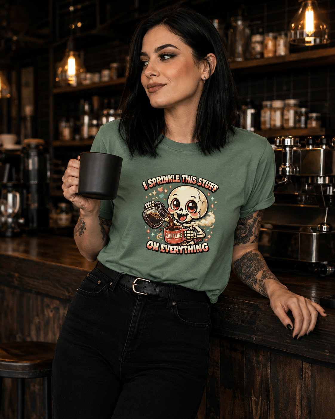 I Sprinkle This Stuff on Everything Skeleton Coffee T-Shirt