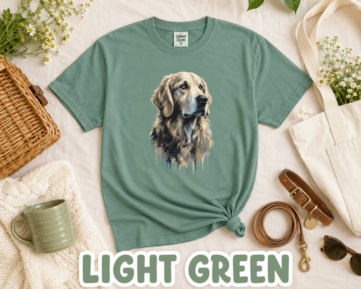 Golden Retriever Shirt, Watercolor Dog Tee, Dog Lover Gift, Golden Retriever Mom, Cute Pet Portrait Comfort Colors Tee