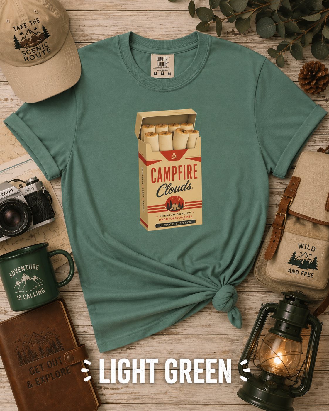 Campfire Clouds Vintage Marshmallow Graphic T-Shirt