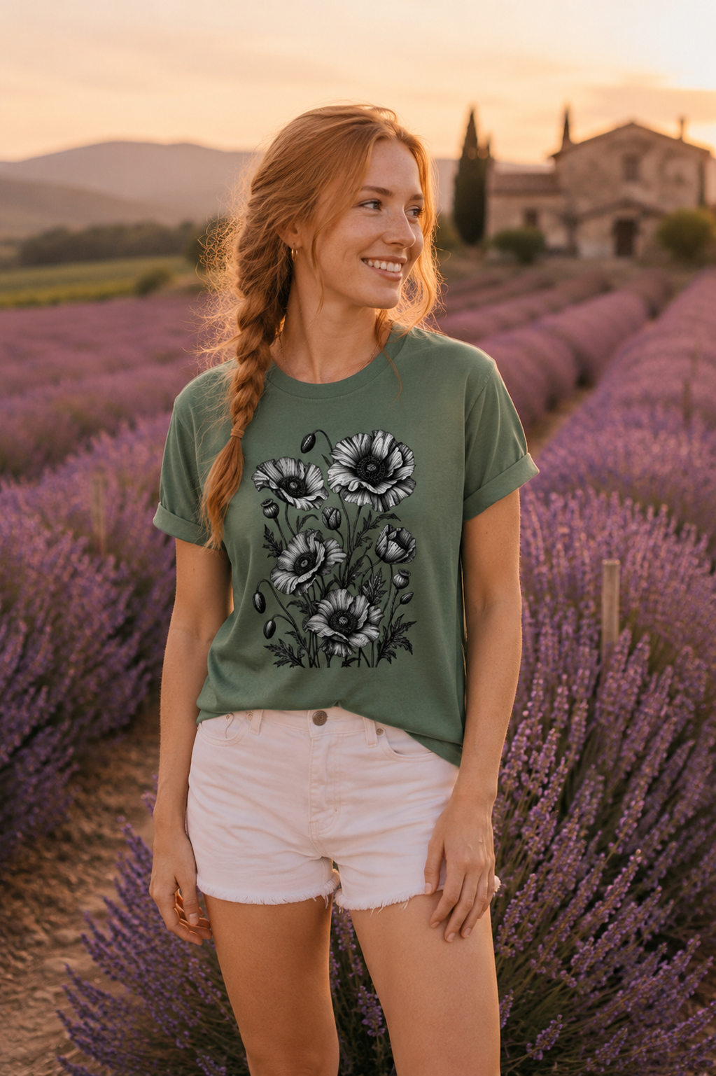 Vintage Poppy Flower T-Shirt | Botanical Floral Graphic Tee