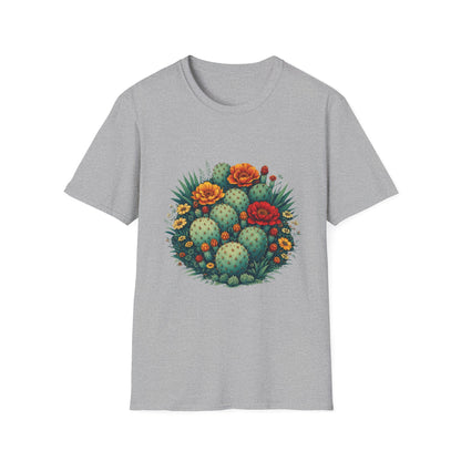 Desert Botanical Cactus Flower T-Shirt | Prickly Pear Plant Graphic Tee