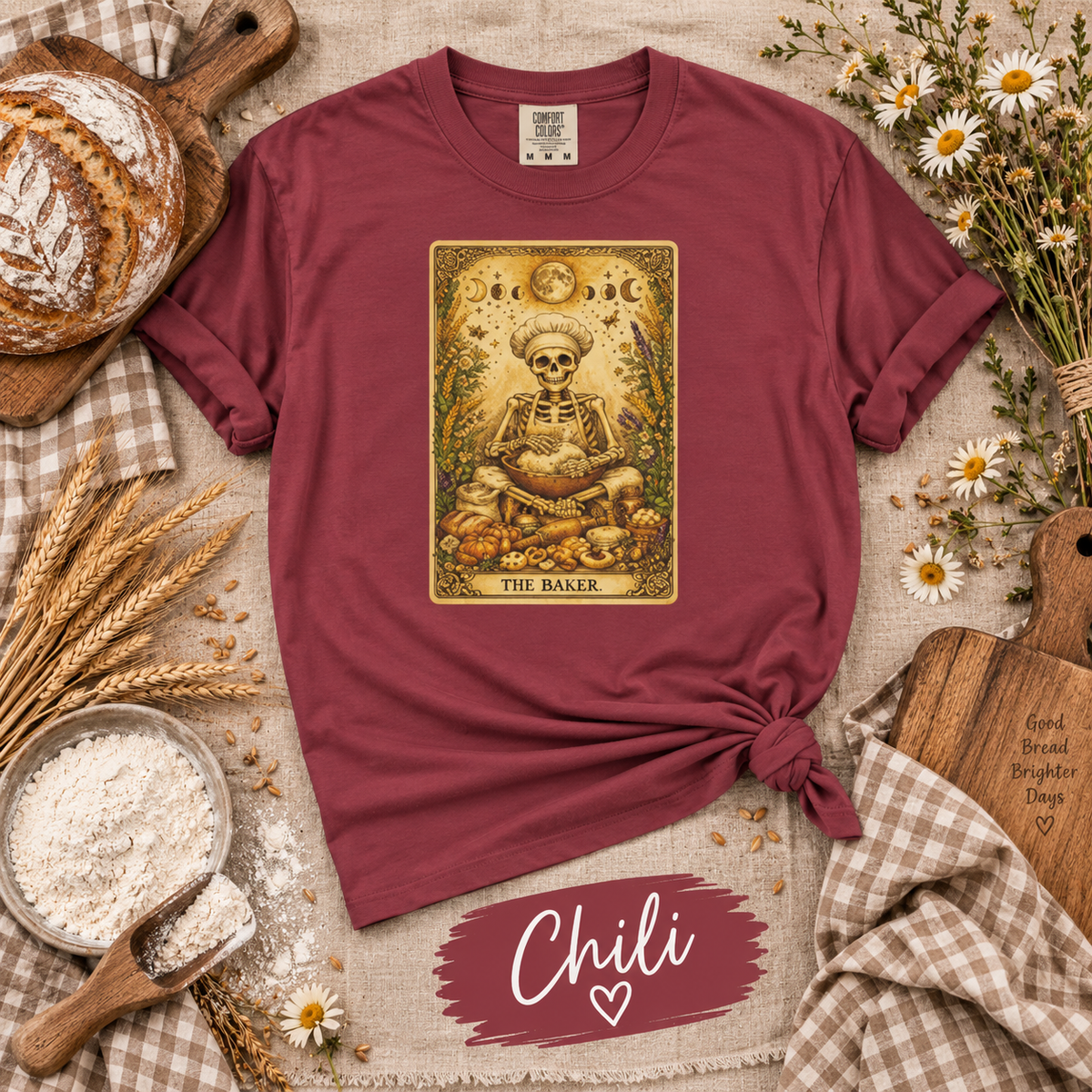 The Baker Skeleton Tarot Card Graphic T-Shirt