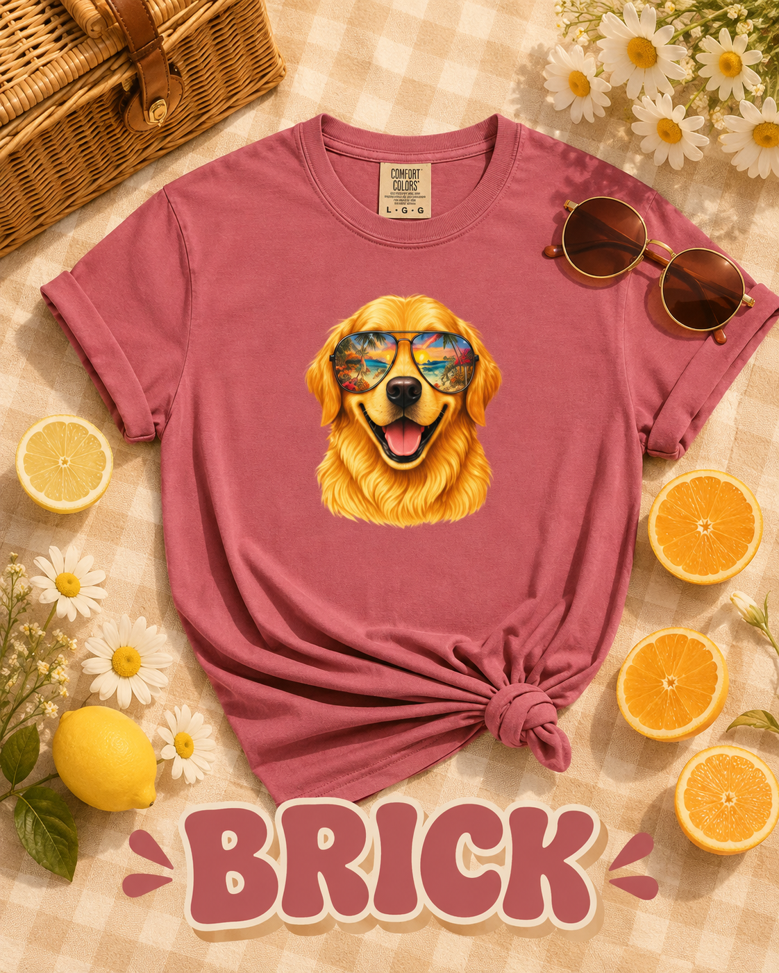 Golden Retriever Beach T-Shirt | Tropical Dog Lover Tee
