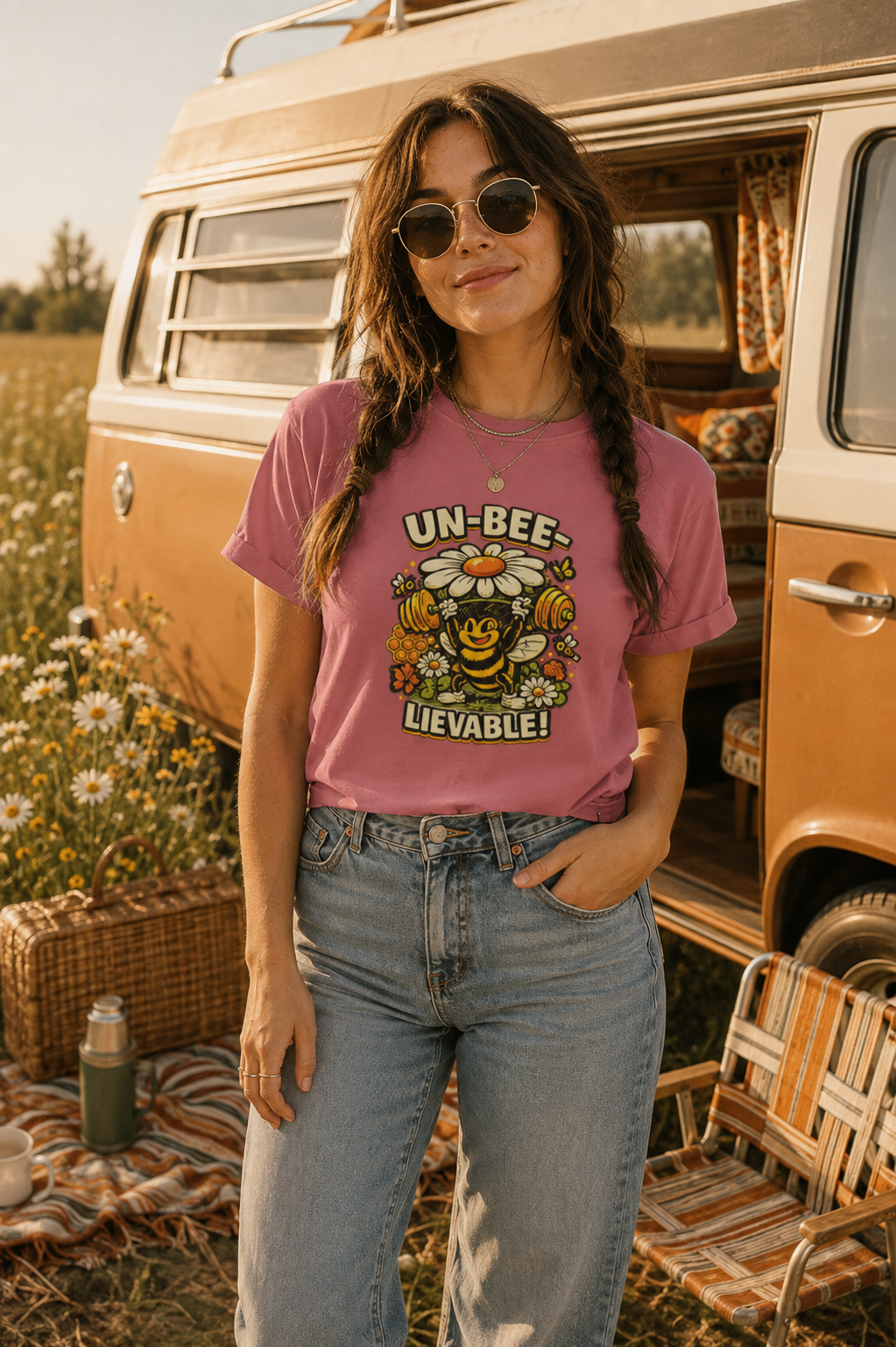 Un-Bee-Lievable Funny Bee Weightlifting Graphic T-Shirt