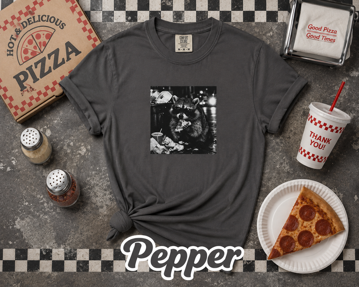 Funny Raccoon Sunglasses Pizza Graphic T-Shirt