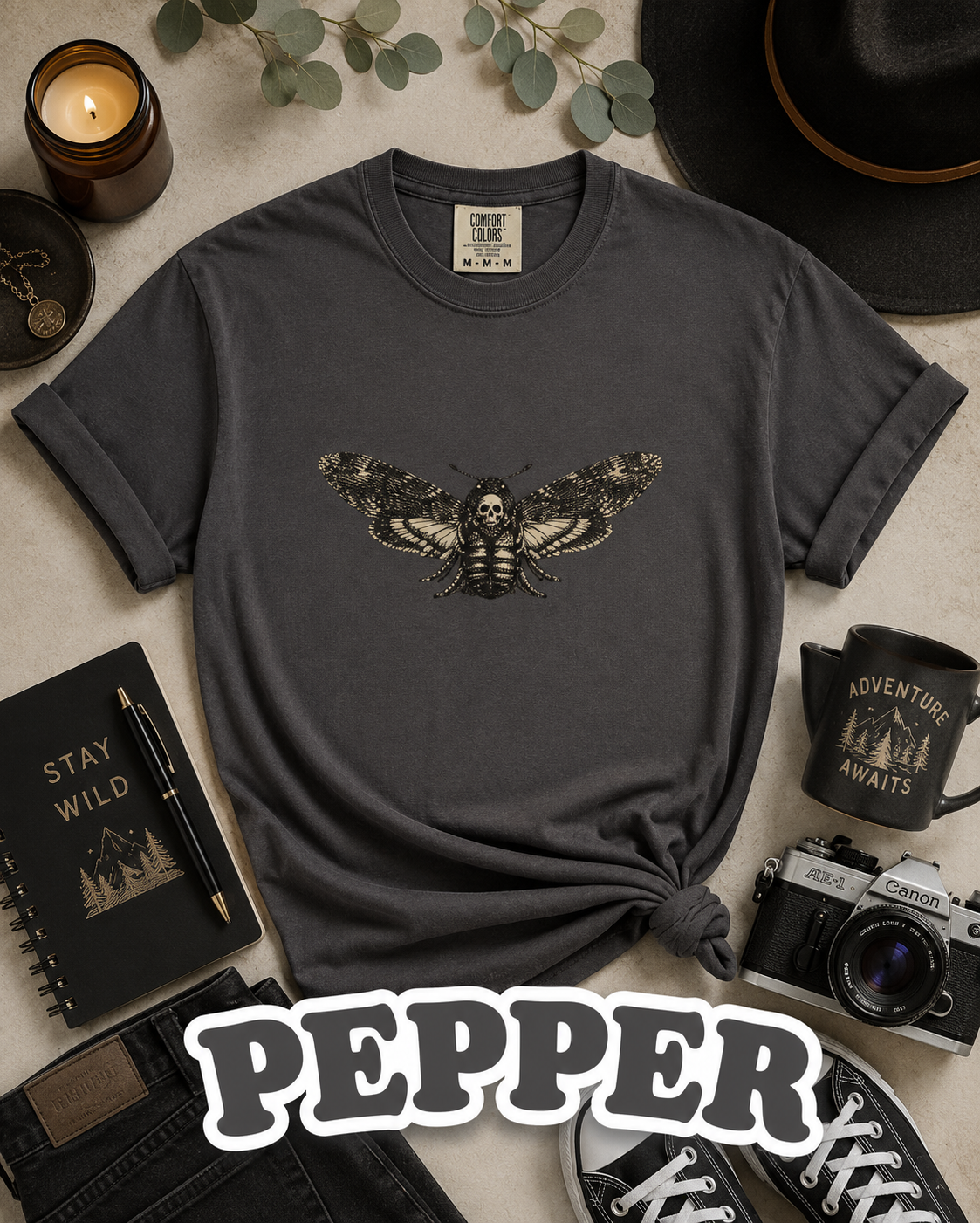 Death's-Head Hawkmoth Vintage Gothic T-Shirt | Dark Academia Nature Tee