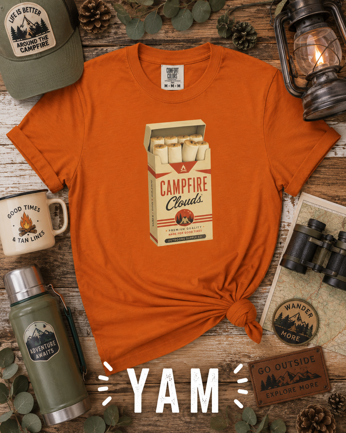 Campfire Clouds Vintage Marshmallow Graphic T-Shirt
