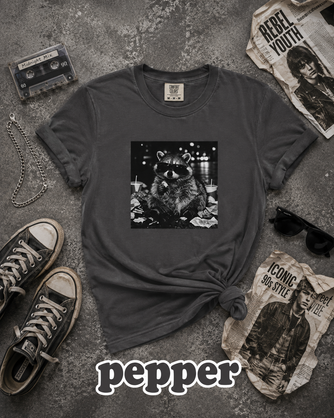 Funny Raccoon Sunglasses Trash Panda Graphic T-Shirt
