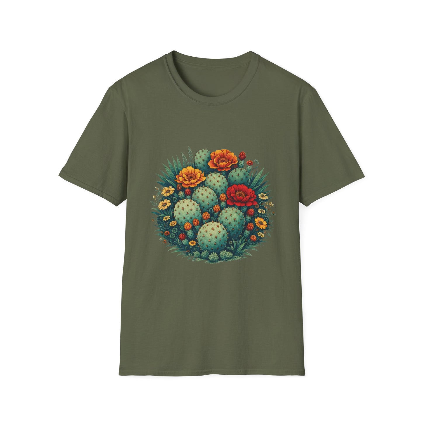 Desert Botanical Cactus Flower T-Shirt | Prickly Pear Plant Graphic Tee