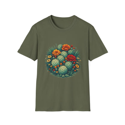 Desert Botanical Cactus Flower T-Shirt | Prickly Pear Plant Graphic Tee