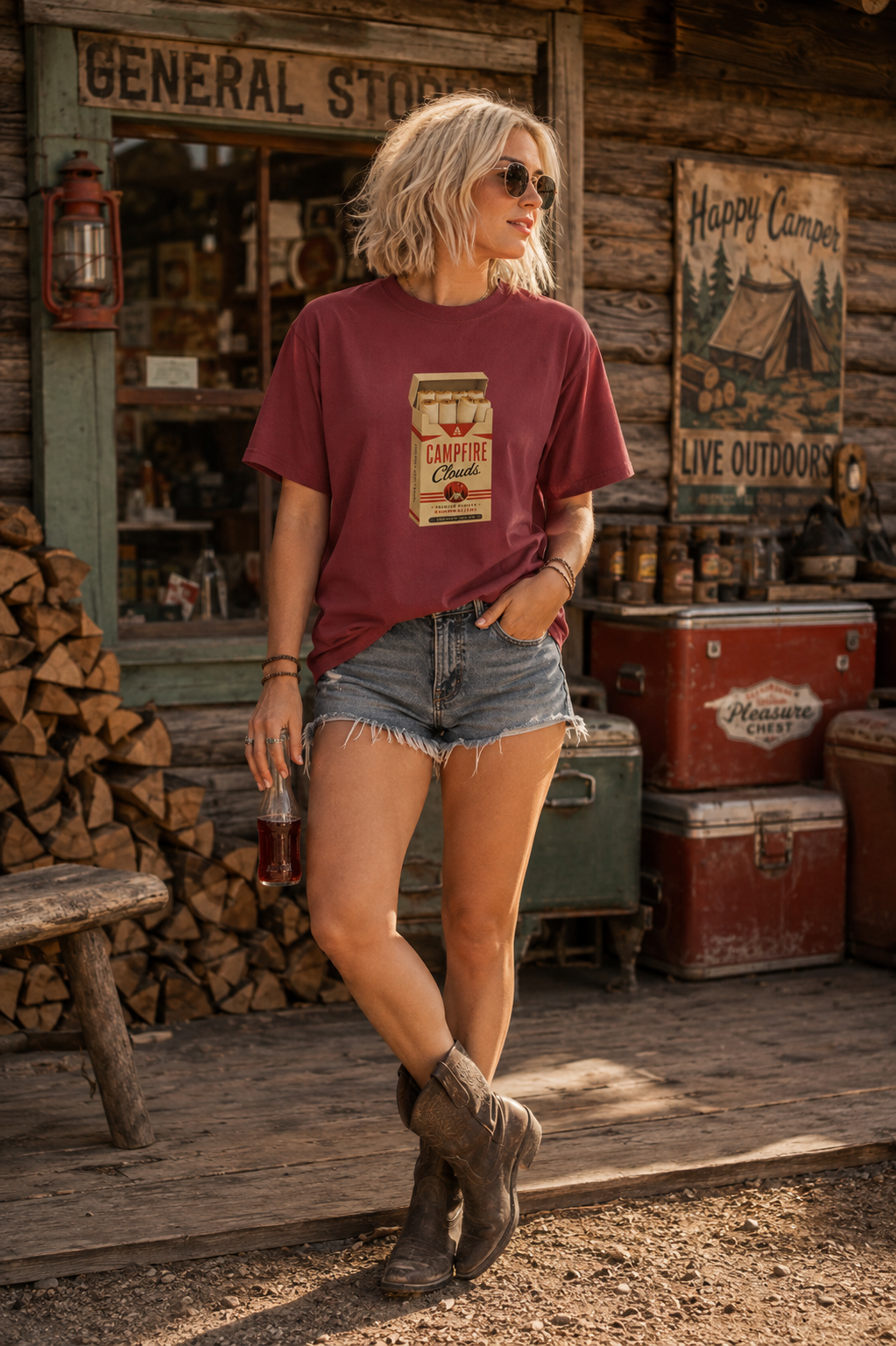 Campfire Clouds Vintage Marshmallow Graphic T-Shirt