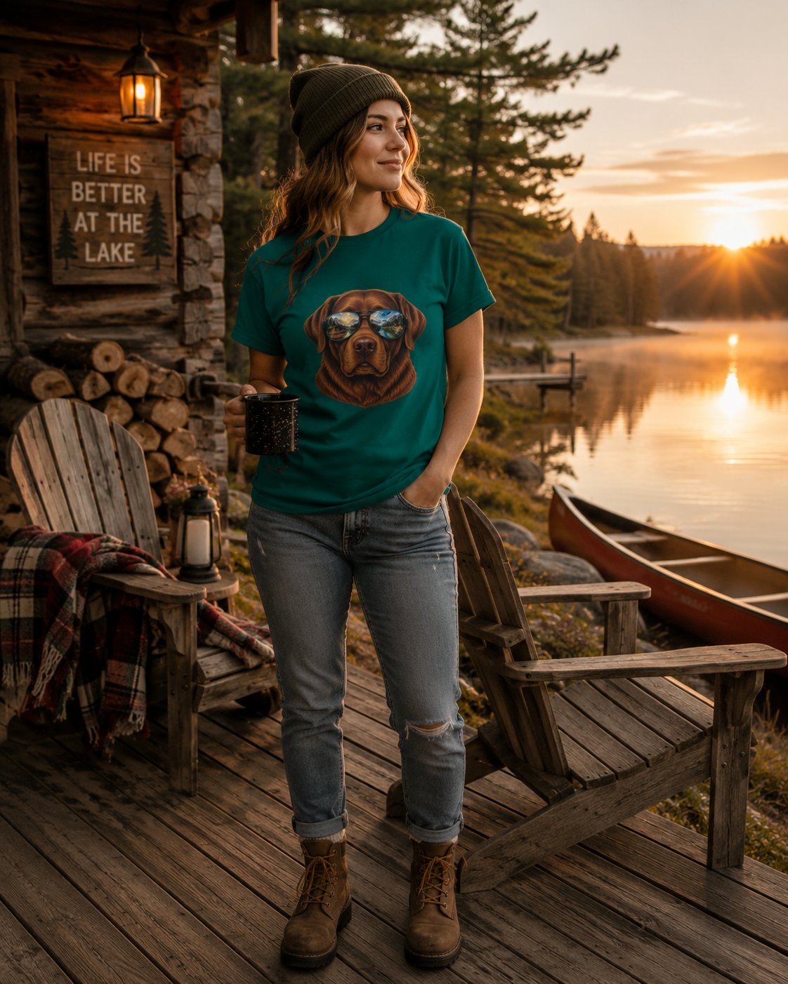 Chocolate Labrador Retriever Shirt, Dog with Sunglasses Tee, Lab Lover Gift, Adventure Dog Shirt, Hiking Tee, Comfort Colors