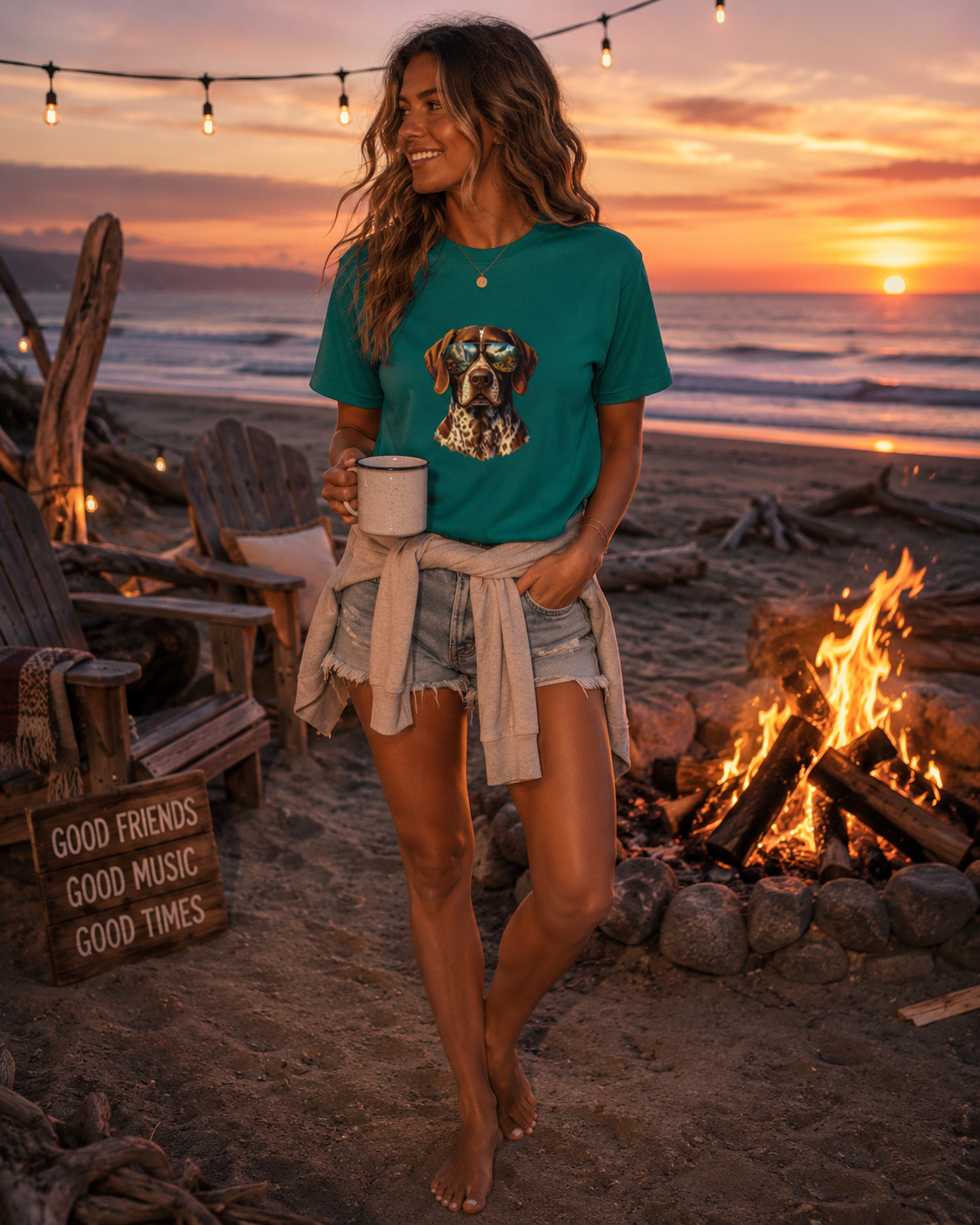 Adventure German Shorthaired Pointer Graphic T-Shirt | Scenic Aviator Dog Lover Tee | Outdoors & Hunting Dog Shirt