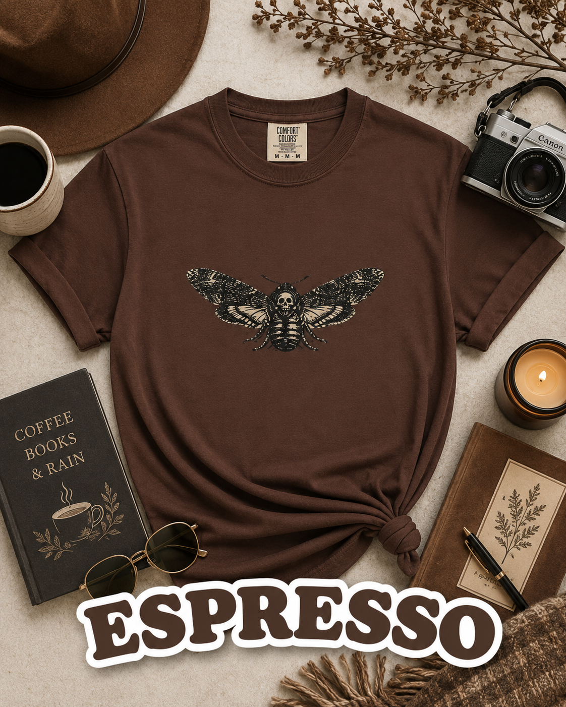 Death's-Head Hawkmoth Vintage Gothic T-Shirt | Dark Academia Nature Tee