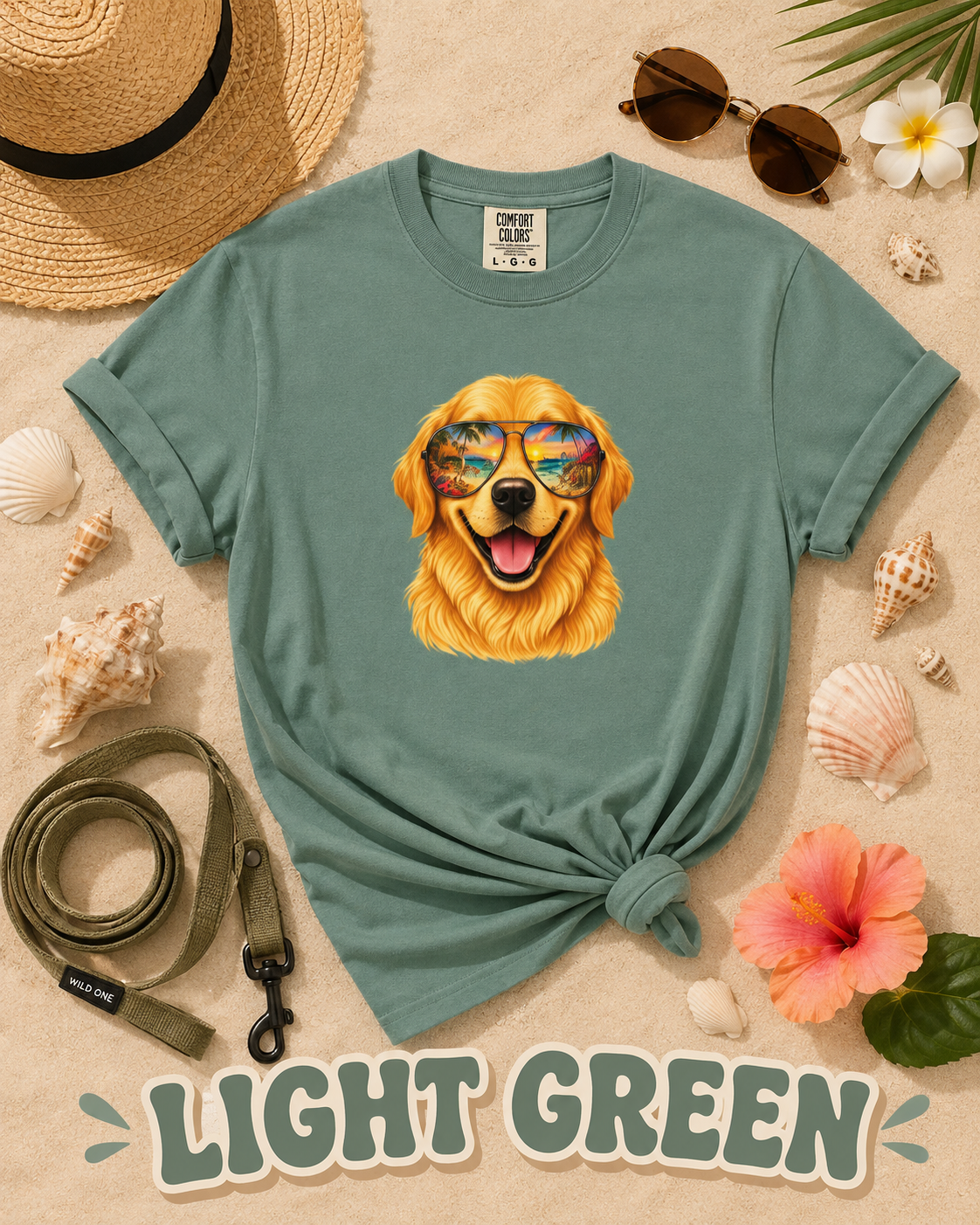 Golden Retriever Beach T-Shirt | Tropical Dog Lover Tee