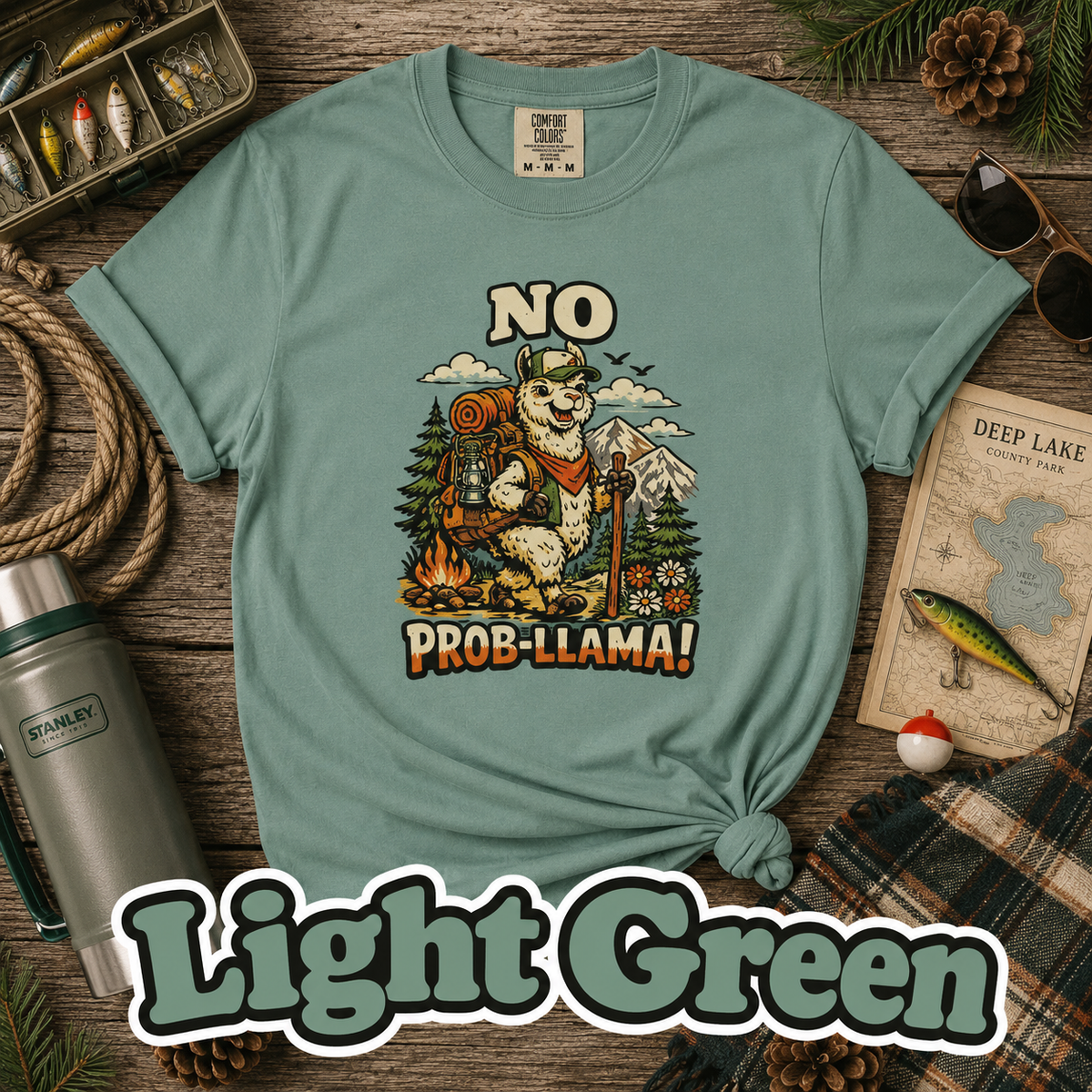 No Prob-Llama T-Shirt | Funny Hiking Llama Graphic Tee
