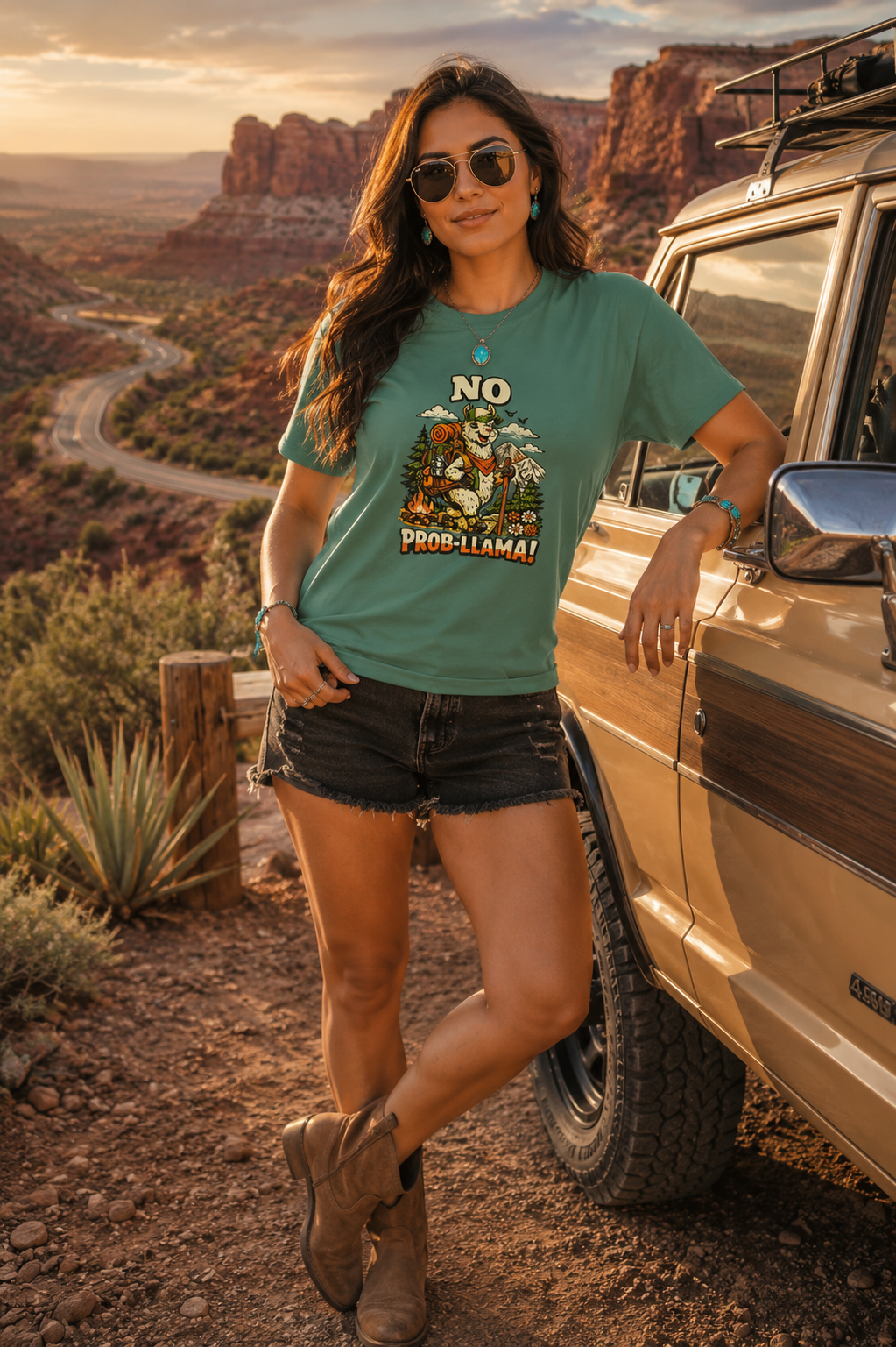 No Prob-Llama T-Shirt | Funny Hiking Llama Graphic Tee