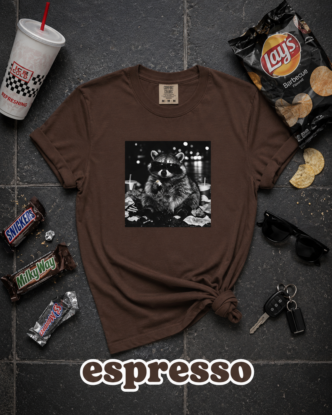 Funny Raccoon Sunglasses Trash Panda Graphic T-Shirt