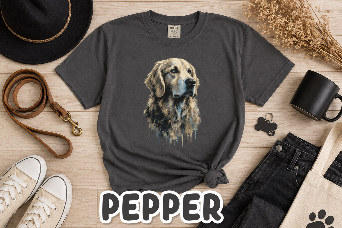 Golden Retriever Shirt, Watercolor Dog Tee, Dog Lover Gift, Golden Retriever Mom, Cute Pet Portrait Comfort Colors Tee