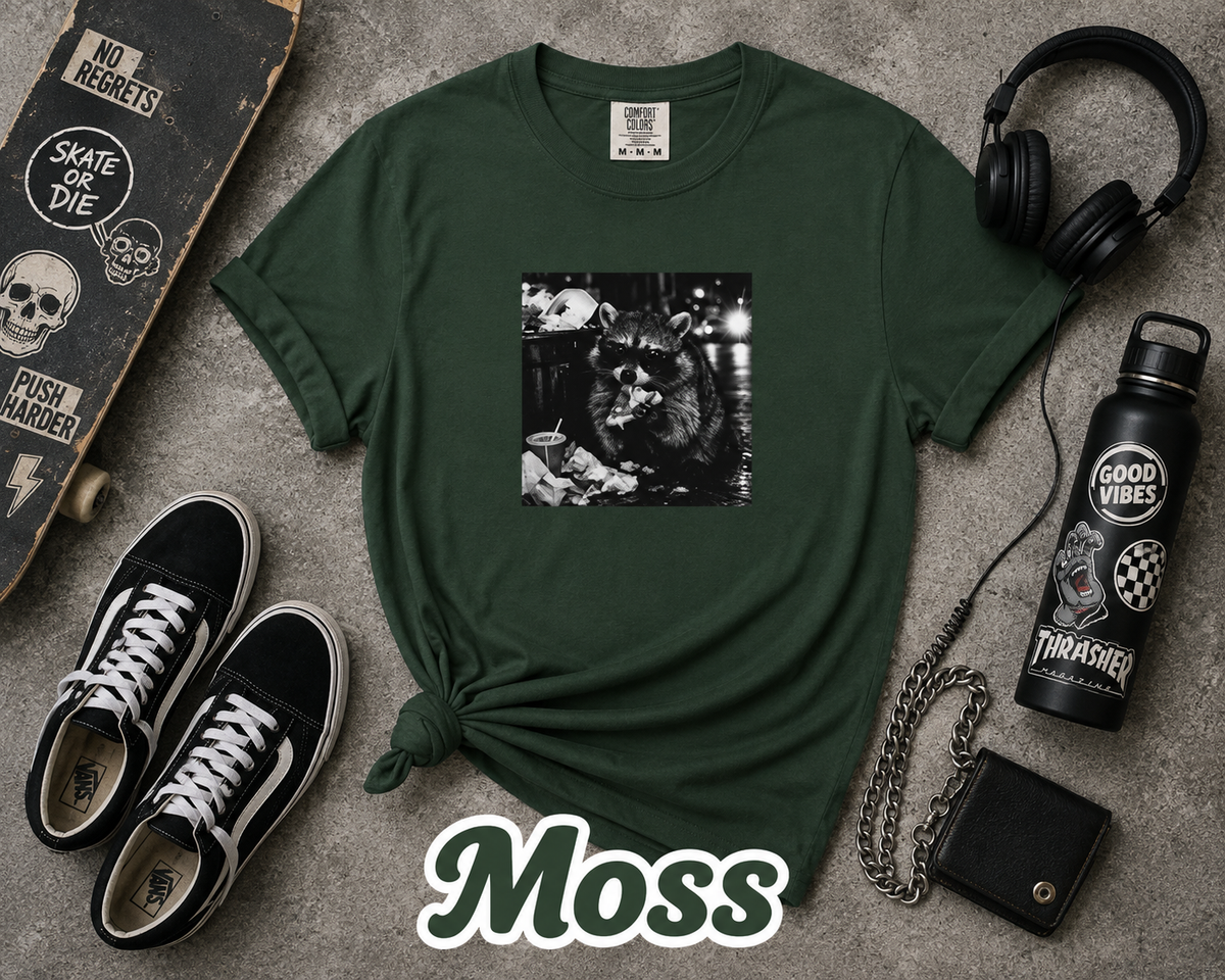 Funny Raccoon Sunglasses Pizza Graphic T-Shirt