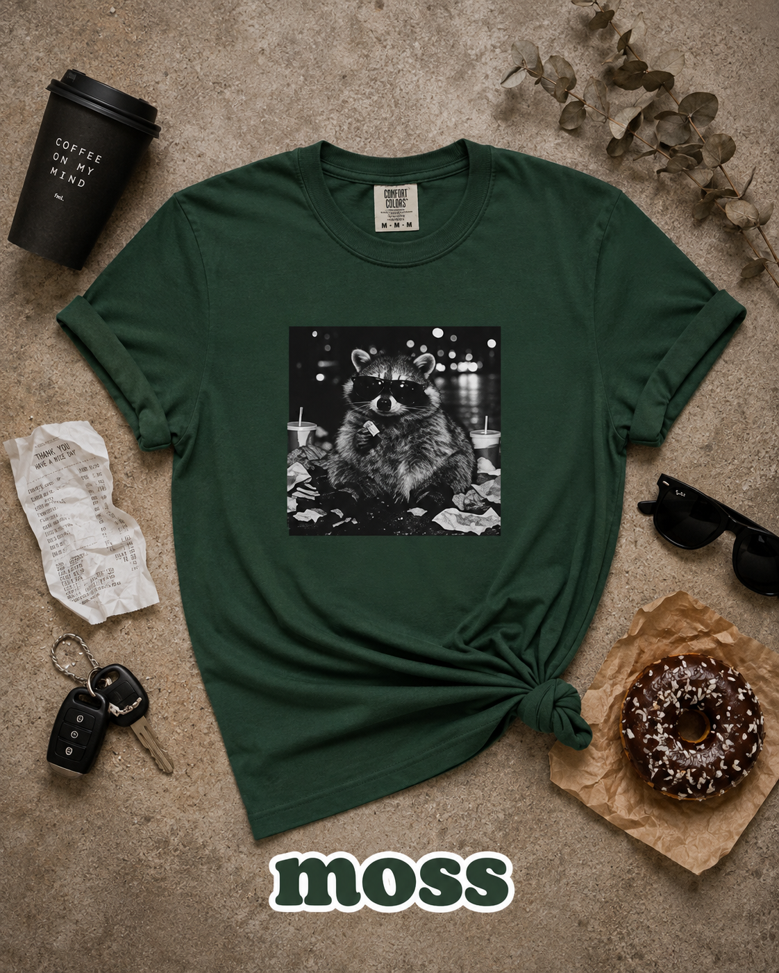 Funny Raccoon Sunglasses Trash Panda Graphic T-Shirt