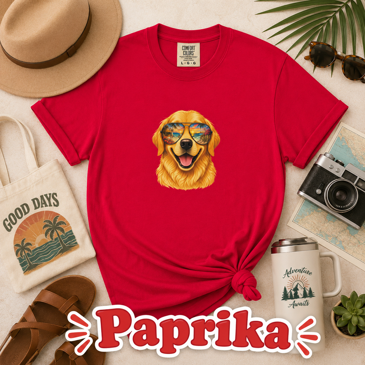 Golden Retriever Beach Shirt, Funny Dog Lover T-Shirt, Golden Retriever Sunglasses Tee, Summer Vacation Gift, Cute Pet Graphic Tee