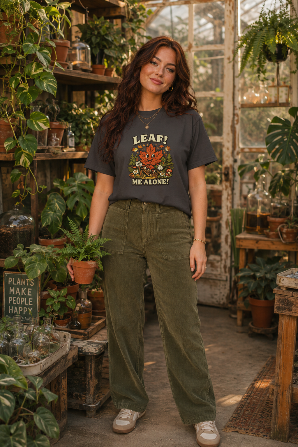 Leaf Me Alone Funny Fall Hiking Graphic T-Shirt