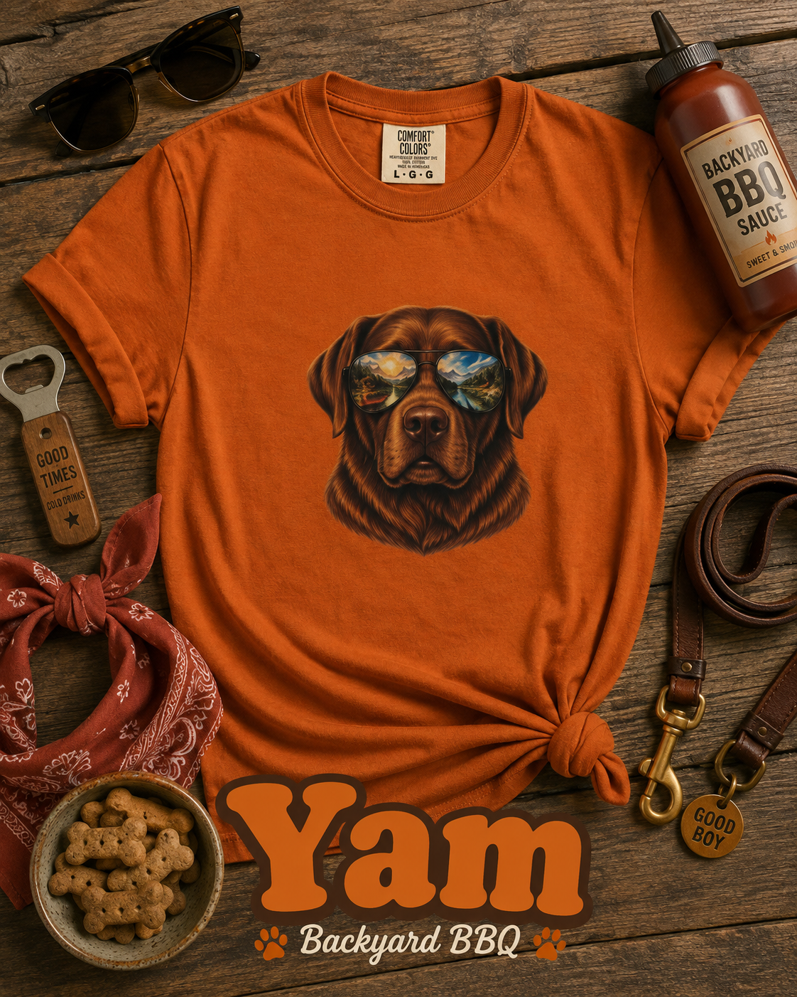 Chocolate Lab Sunglasses T-Shirt | Outdoor Dog Lover Tee
