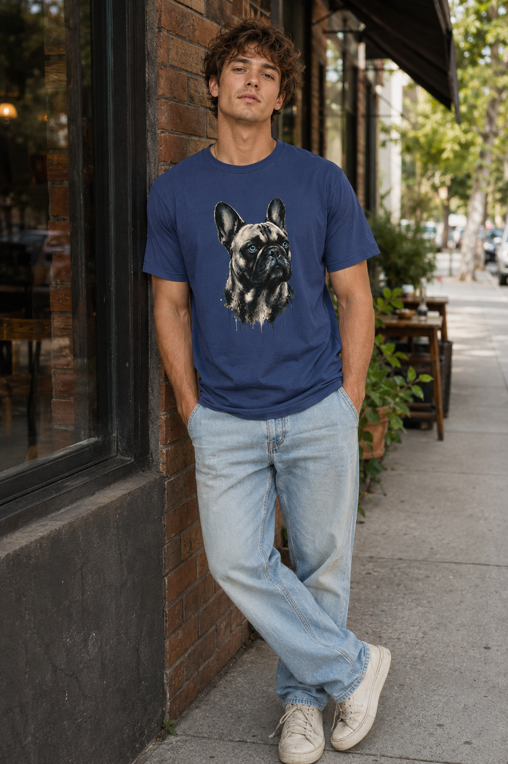 French Bulldog Portrait T-Shirt, Artistic Frenchie Graphic Tee, Dog Lover Shirt, French Bulldog Mom Dad Gift, Pet Owner T-Shirt