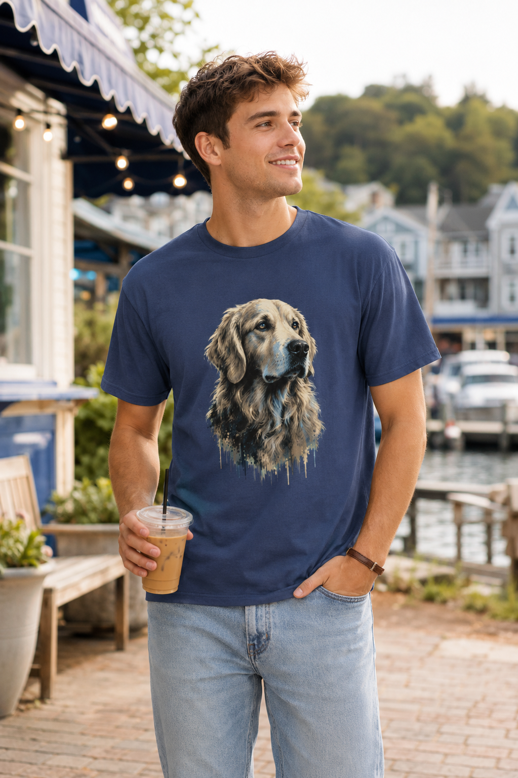 Golden Retriever Shirt, Watercolor Dog Tee, Dog Lover Gift, Golden Retriever Mom, Cute Pet Portrait Comfort Colors Tee