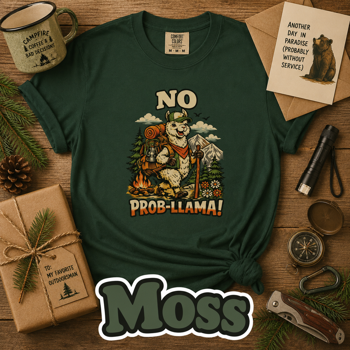No Prob-Llama T-Shirt | Funny Hiking Llama Graphic Tee