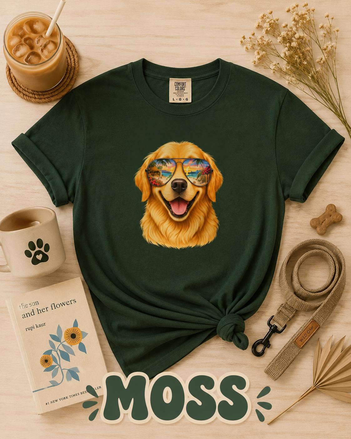 Golden Retriever Beach T-Shirt | Tropical Dog Lover Tee