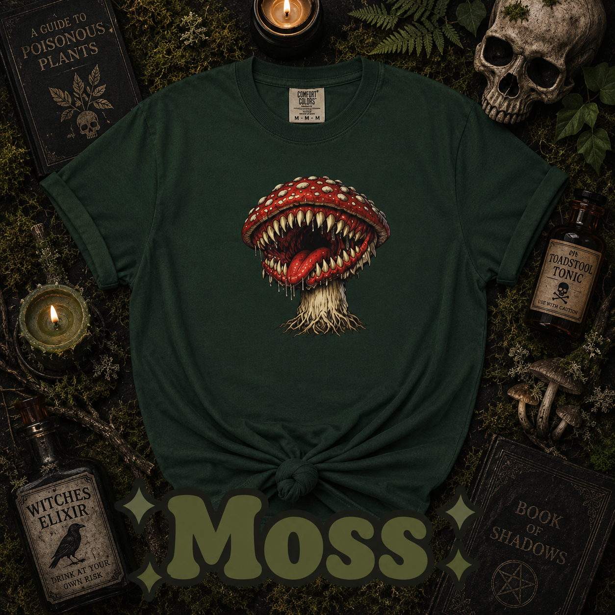 Horror Mushroom T-Shirt, Carnivorous Mushroom Graphic Tee, Gothic Nature Shirt, Creepy Forest Monster, Halloween Gift