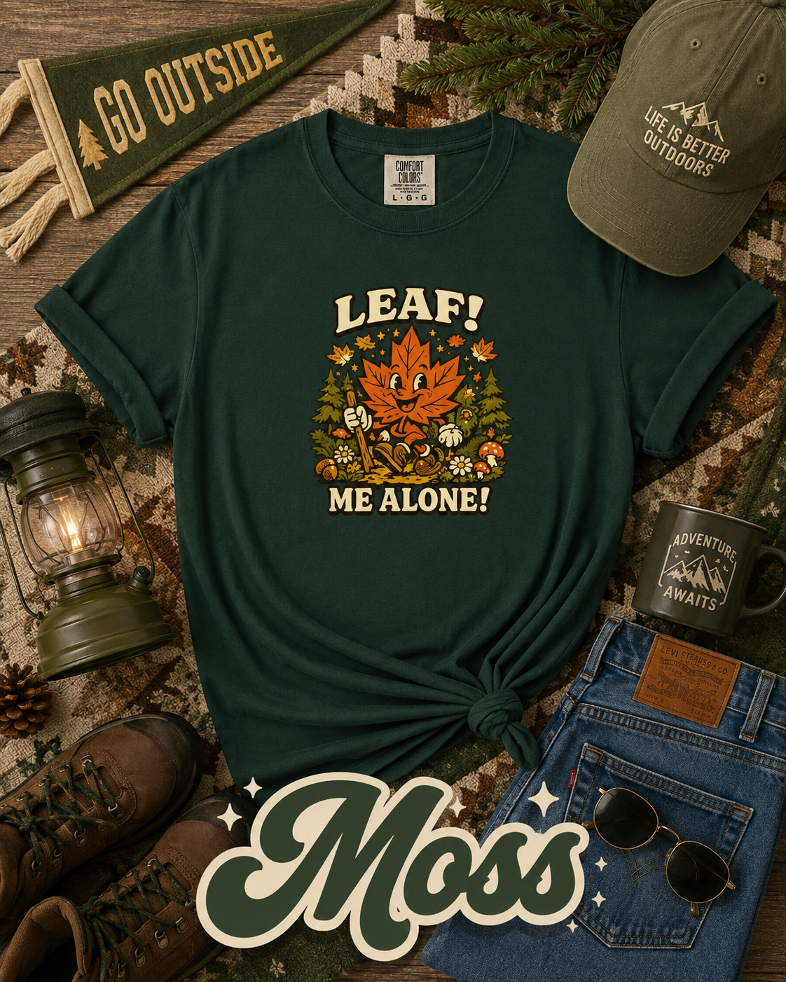 Leaf Me Alone Funny Fall Hiking Graphic T-Shirt