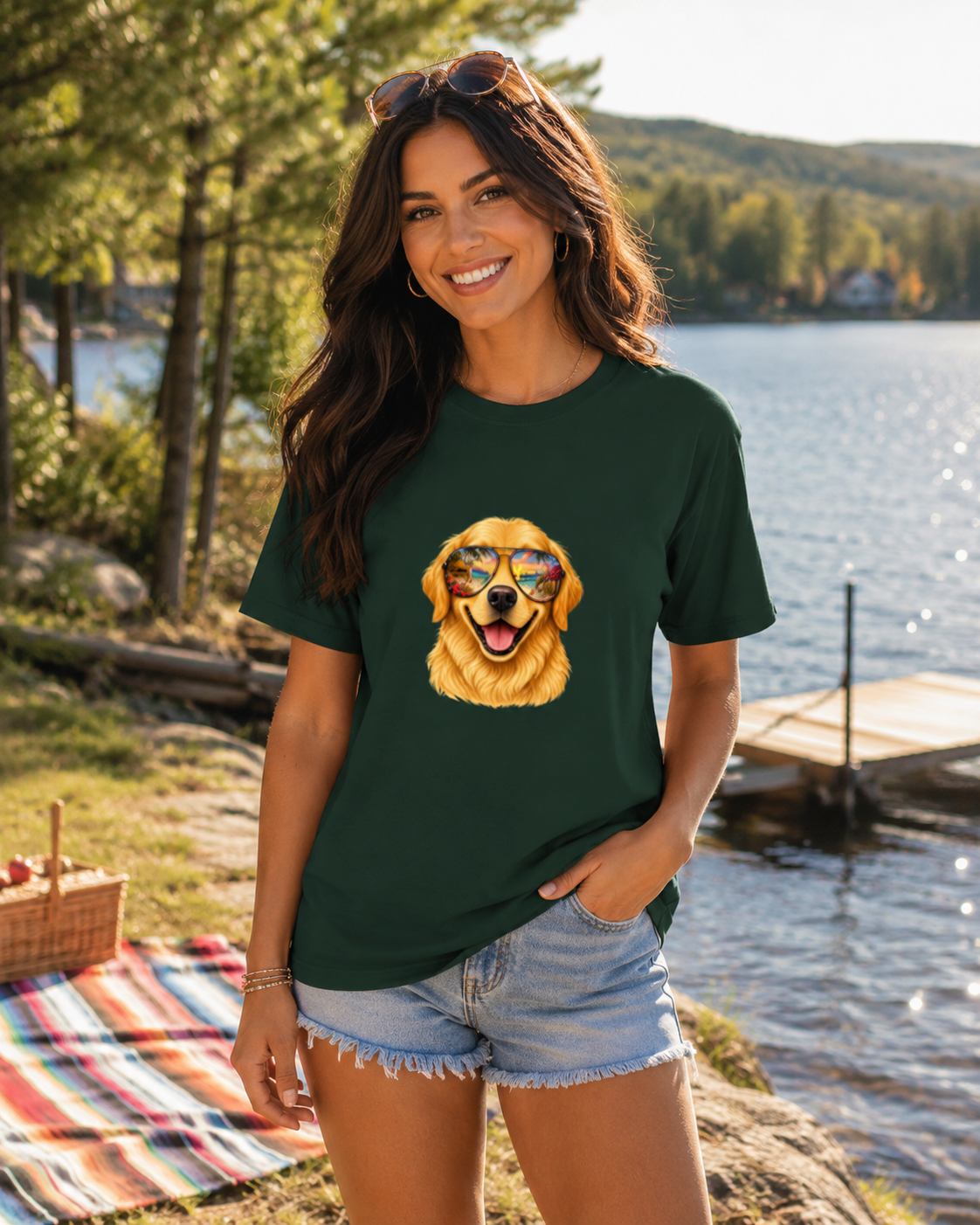 Golden Retriever Beach T-Shirt | Tropical Dog Lover Tee