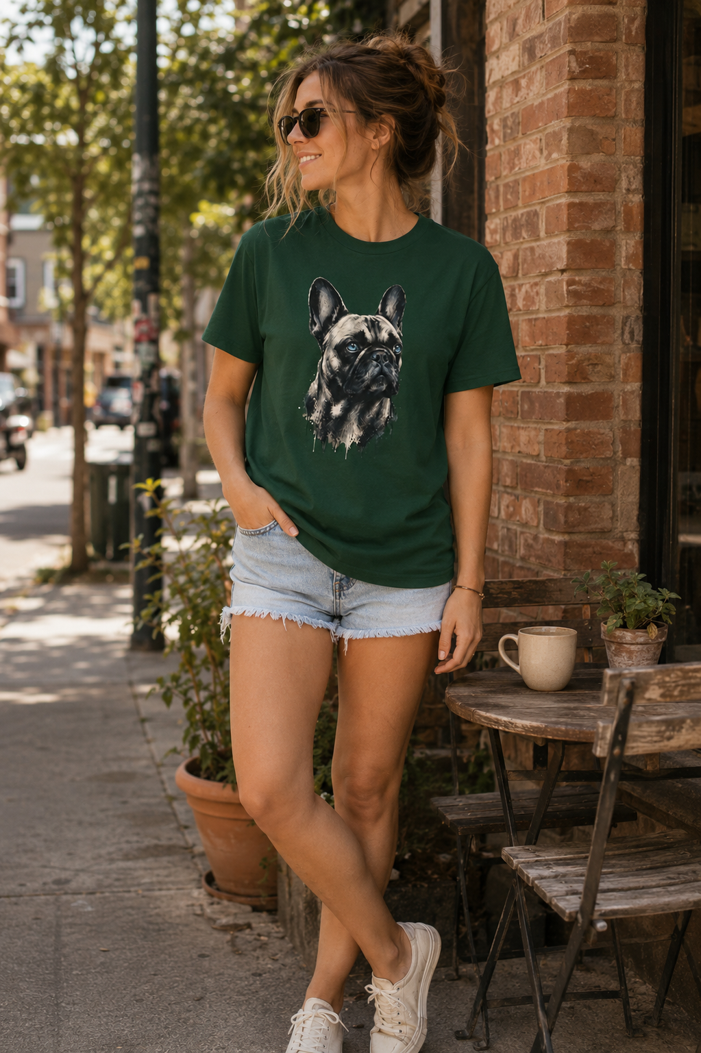 French Bulldog Portrait T-Shirt, Artistic Frenchie Graphic Tee, Dog Lover Shirt, French Bulldog Mom Dad Gift, Pet Owner T-Shirt