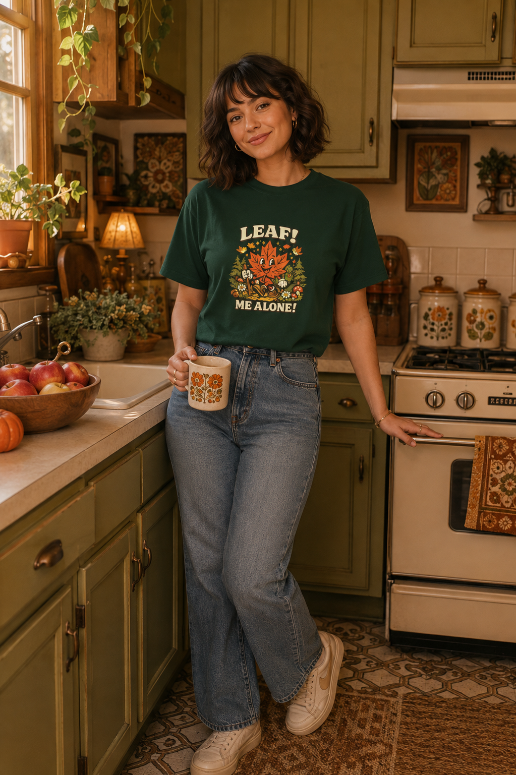 Leaf Me Alone Funny Fall Hiking Graphic T-Shirt