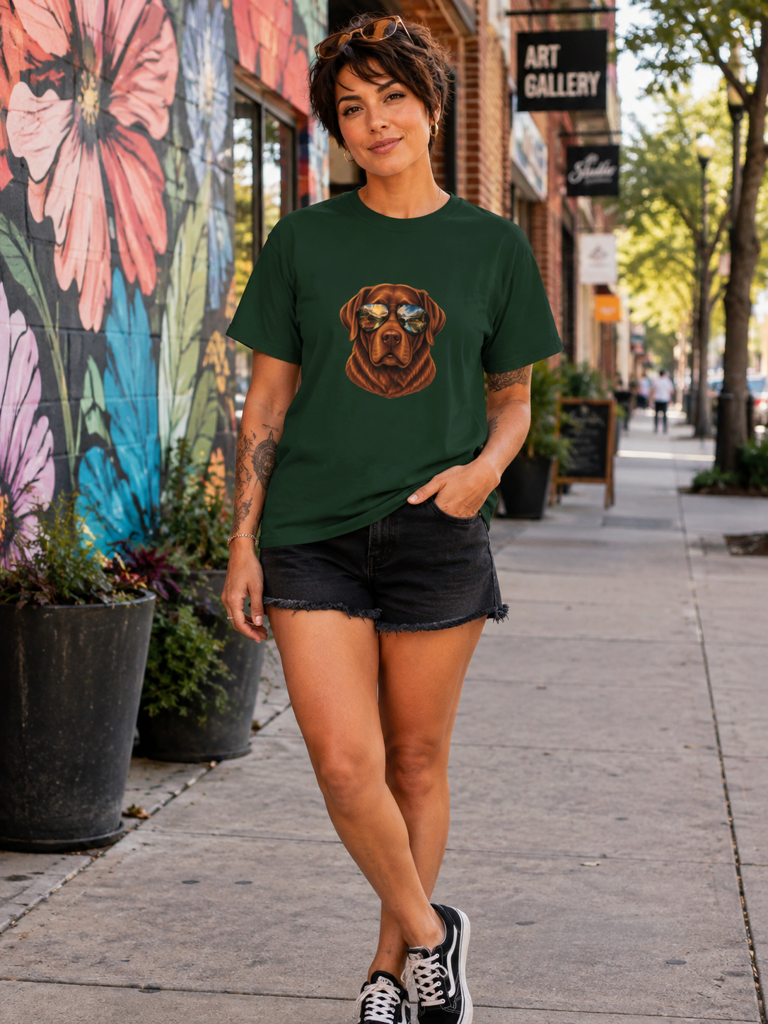 Chocolate Lab Sunglasses T-Shirt | Outdoor Dog Lover Tee