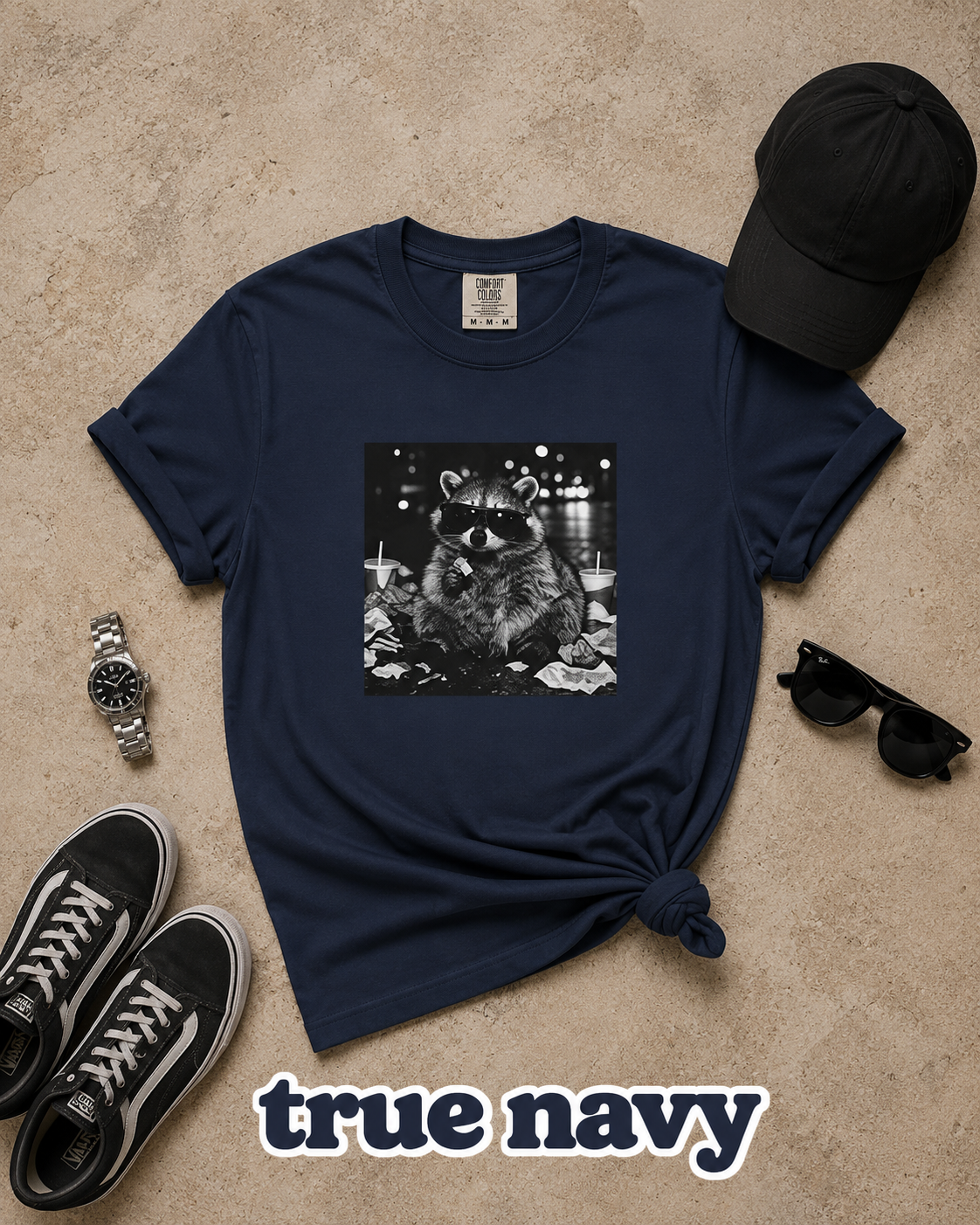 Funny Raccoon Sunglasses Trash Panda Graphic T-Shirt