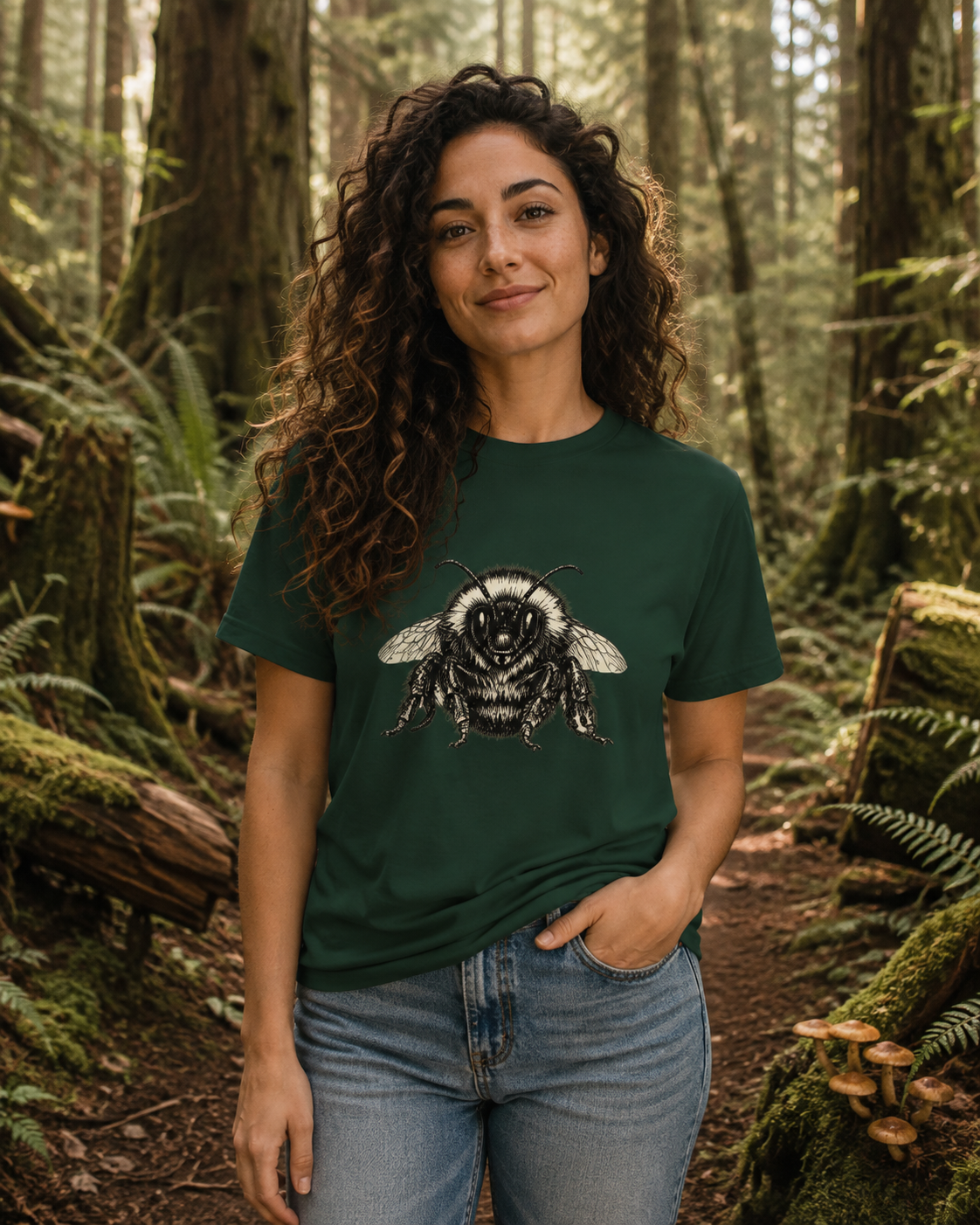 Vintage Bumblebee Botanical Illustration Graphic T-Shirt