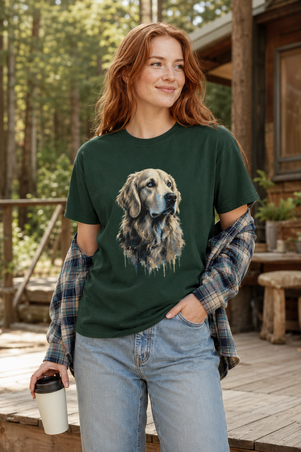 Golden Retriever Shirt, Watercolor Dog Tee, Dog Lover Gift, Golden Retriever Mom, Cute Pet Portrait Comfort Colors Tee