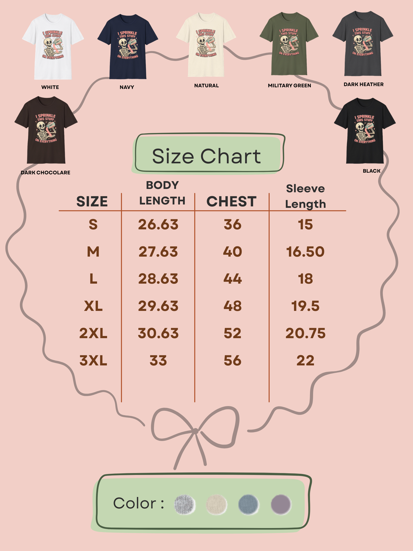 Funny Anxiety Skeleton T-Shirt | I Sprinkle This Stuff on Everything Graphic Tee