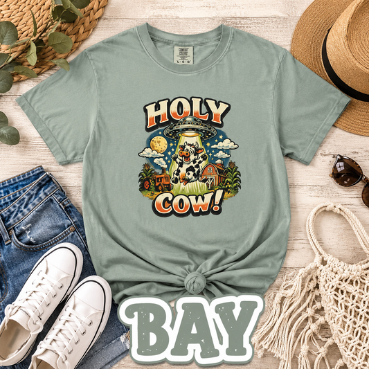 Holy Cow! Funny Cow T-Shirt | Comfort Colors® 1717 Retro Farm Graphic Tee
