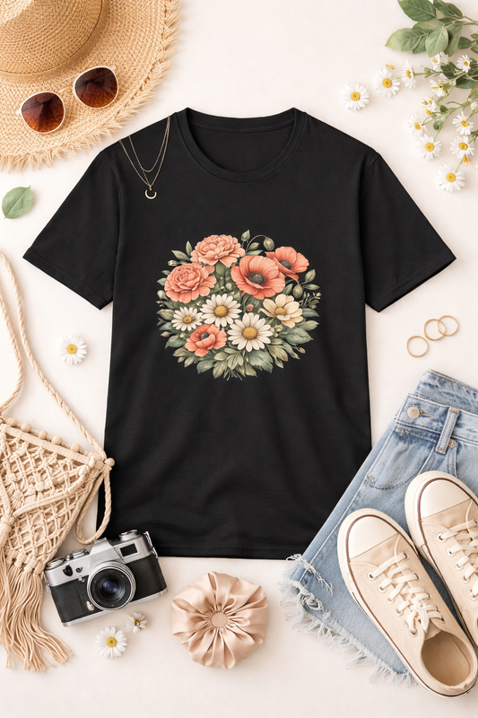 Vintage Floral Bouquet Shirt, Cottagecore Flower Tee, Botanical Wildflower T-Shirt, Retro Daisy Graphic Tee, Garden Lover Gift