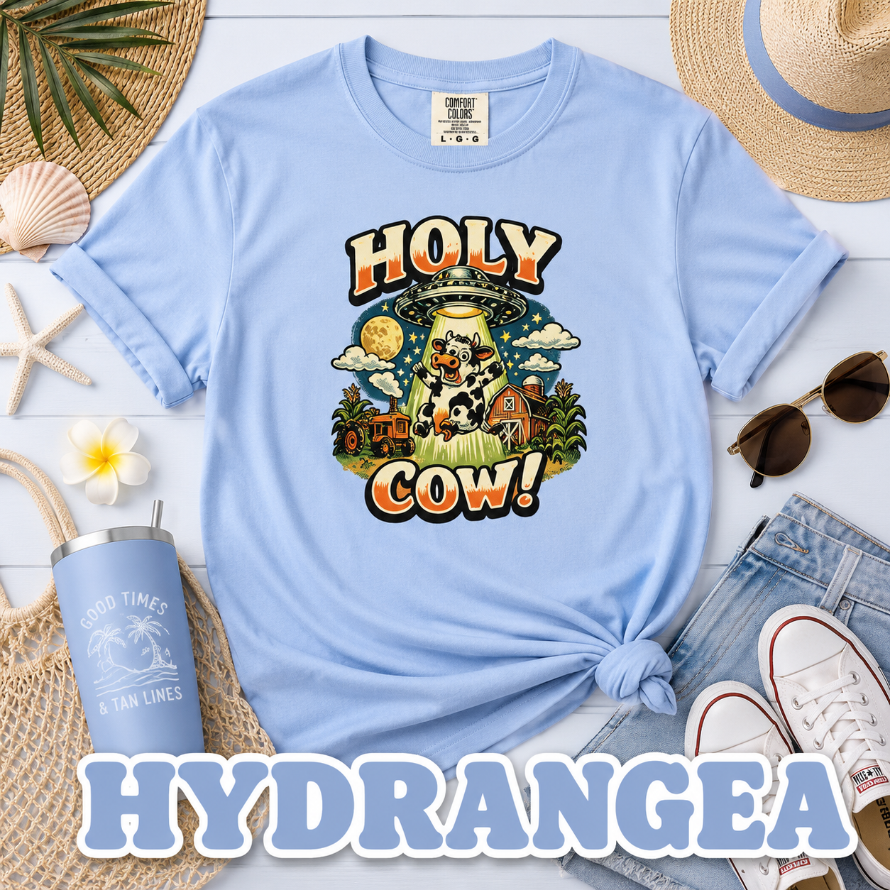 Holy Cow! Funny Cow T-Shirt | Comfort Colors® 1717 Retro Farm Graphic Tee
