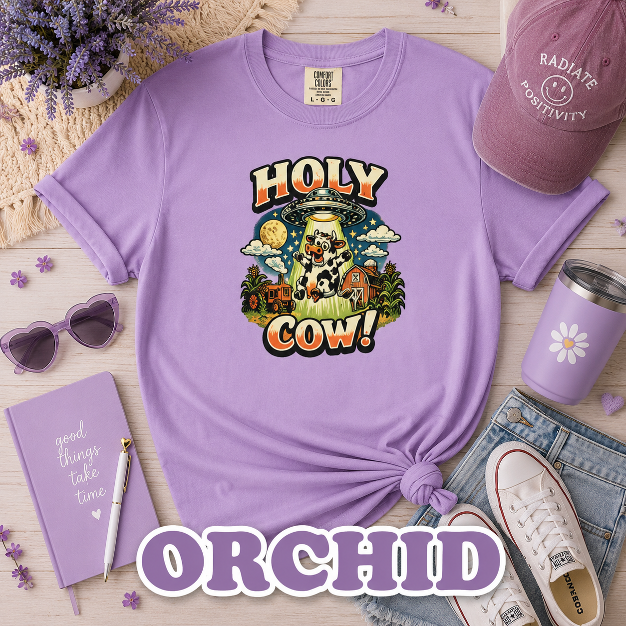 Holy Cow! Funny Cow T-Shirt | Comfort Colors® 1717 Retro Farm Graphic Tee